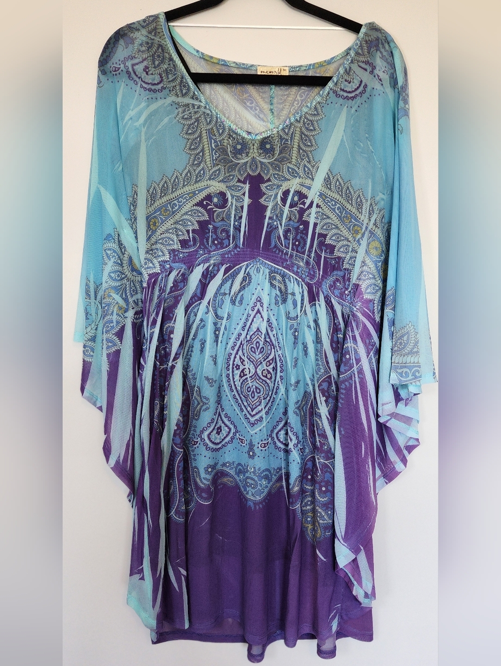 One World Butterfly Sleeve Mesh Tunic Dress Medium